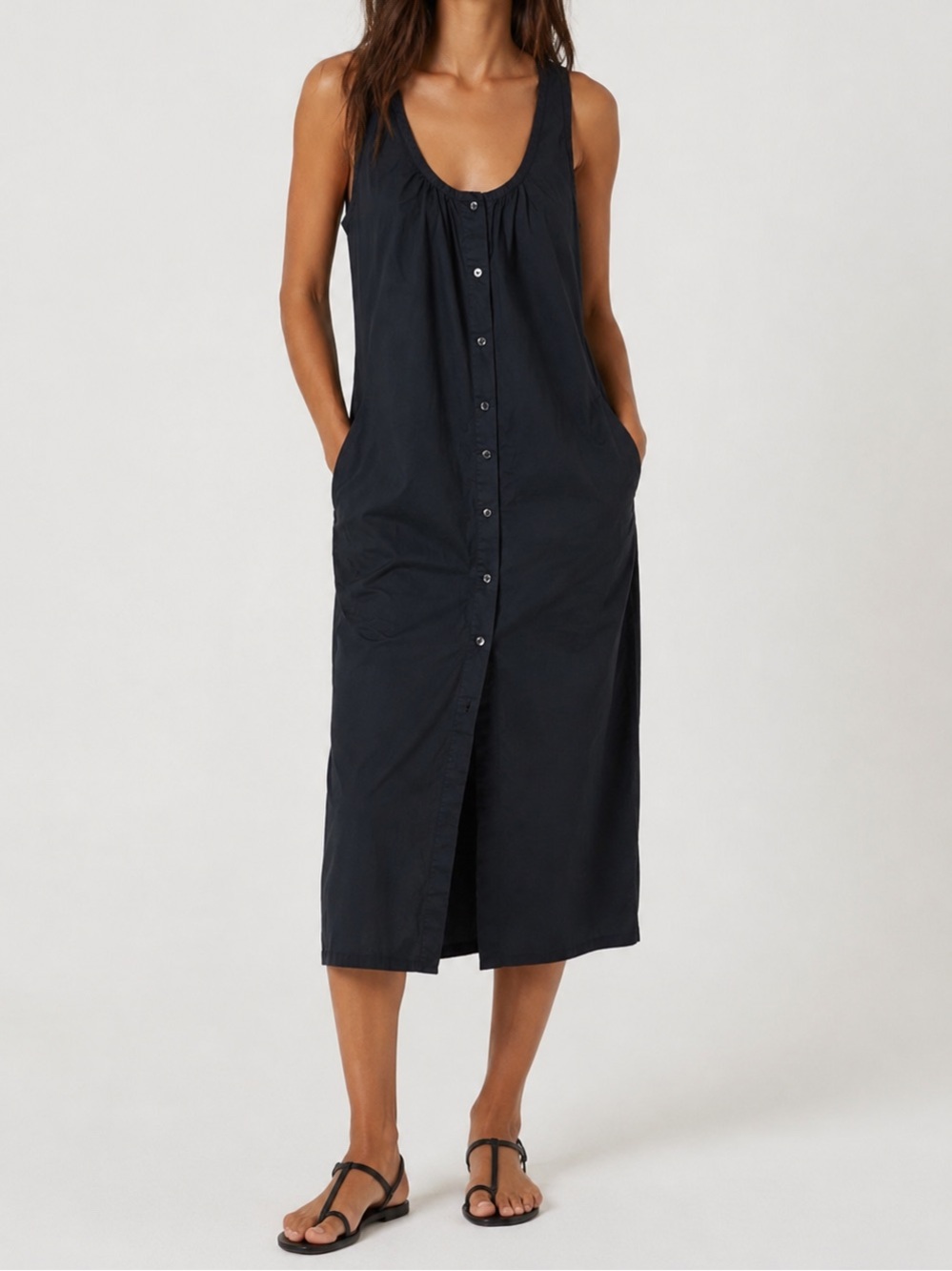 Rachel Comey Black Button Front Sleeveless Dress Lagen look Designer